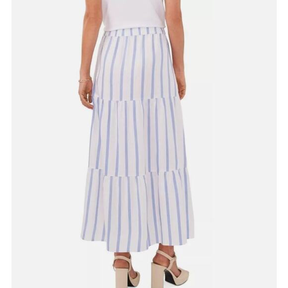 Vince Camuto Blue Striped Skirt Linen Size XL - Picture 6 of 8